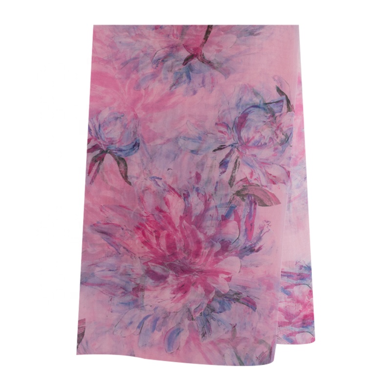 Romantic pattern design on organza raw silk fabric 8mm 100% mulberry silk digital print floral fabric for elegant silk dress