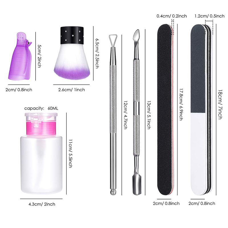 Bview Tools Professional 17 Pieces Cuticle Gel Nail Polish Remover Brush Manicure Kit For Art Nails Designing And Cleaning