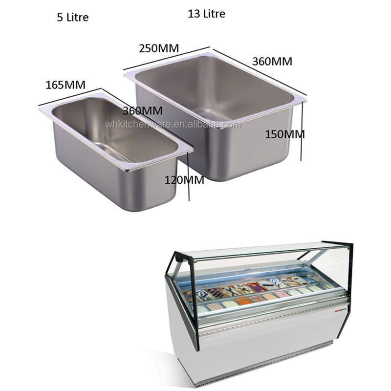 360x165x118cm 5L Stainless Steel Gelato Gn Pan Container Manufacturer