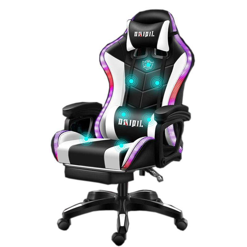 Custom led rgb массаж silla gamer искусственная кожа PC Компьютерная игра кресла, Гоночное игровое кресло со светодиодными огнями и колонки