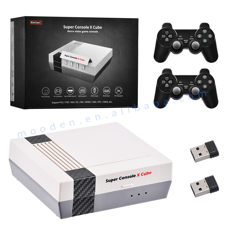 Retro Games for PS1/PSP/DC/N64 50000+ Games Super Console X Cube 4K Mini TV Box Video Game Console With 2.4G Wireless Gamepads