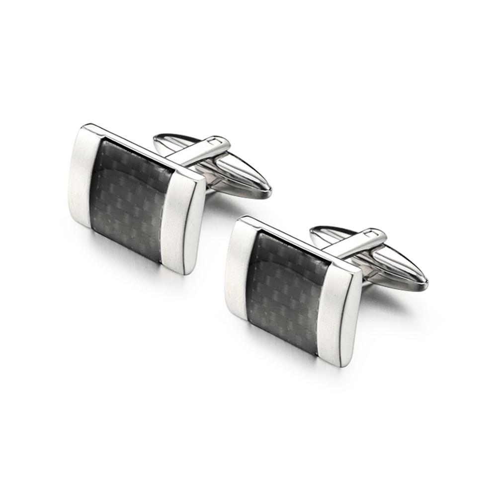 Запонки OB Jewelry мужские из углеродного волокна, ювелирные украшения для рубашки, квадратные запонки из высококачественной нержавеющей стали