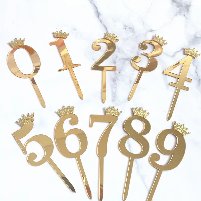 Acrylic Glitter Crown Numbers Happy Birthday Cake Topper Birthday Cakes Baby Shower Cupcake ToppersWedding Cake Toppers