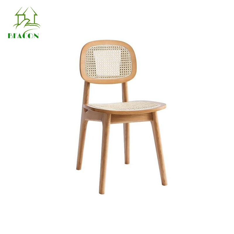 Nordic luxury solid wood backrest rattan wooden chair balcony leisure chair