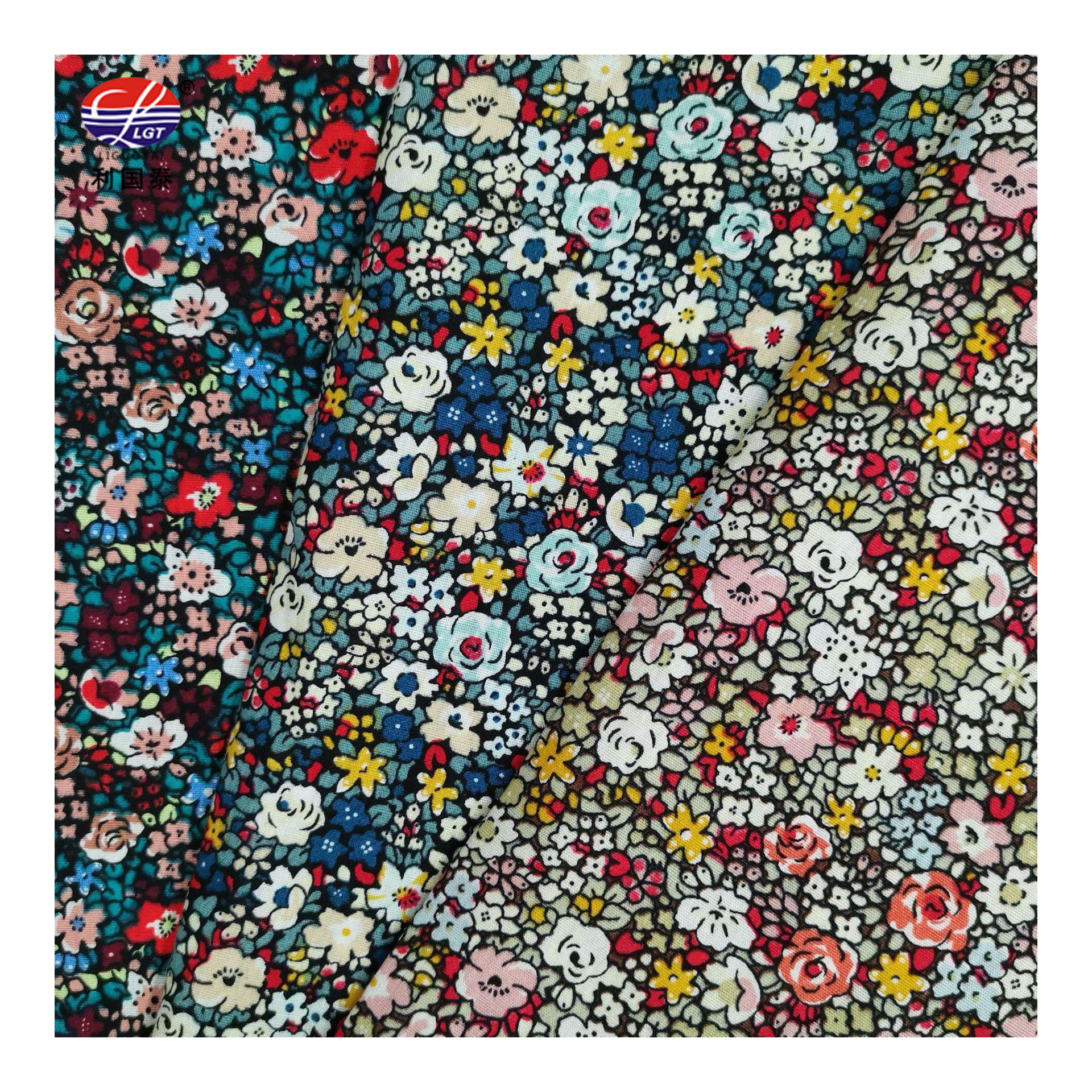 For Women's Clothing Grey Factory Direct Sales Poplin Printed Fabric New Small Floral Cotton Shirt 100%cotton Woven Fabric 150CM