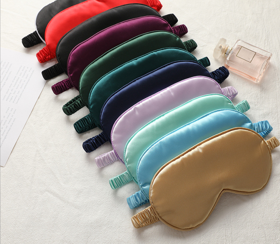 custom style with solid color pure silk sleep eye mask multi color satin silk eye mask