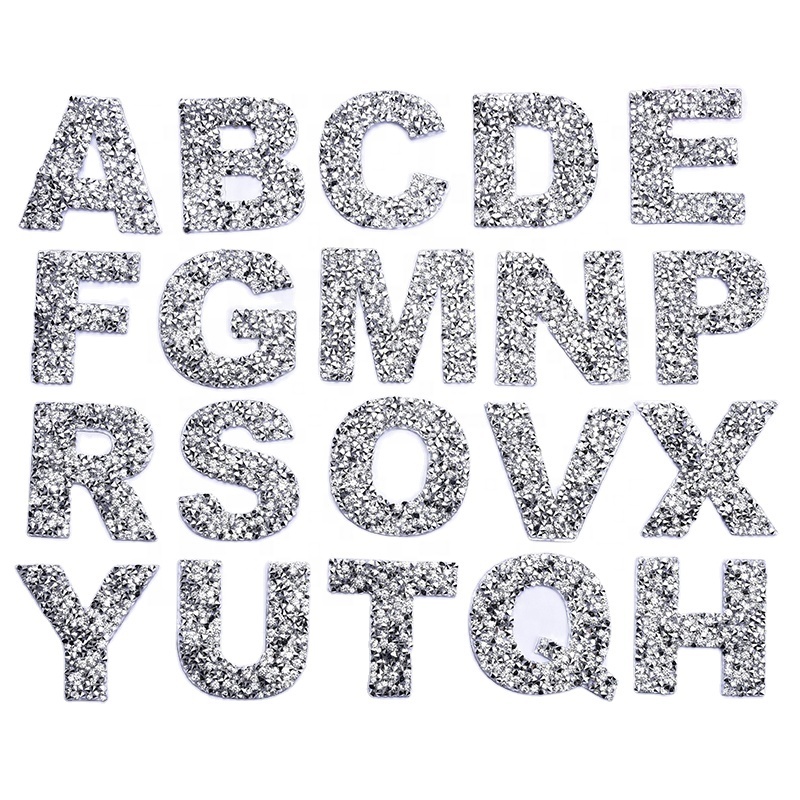 Hot Fix Heat Transfer Rhinestone Letter Motif Iron on Clothing