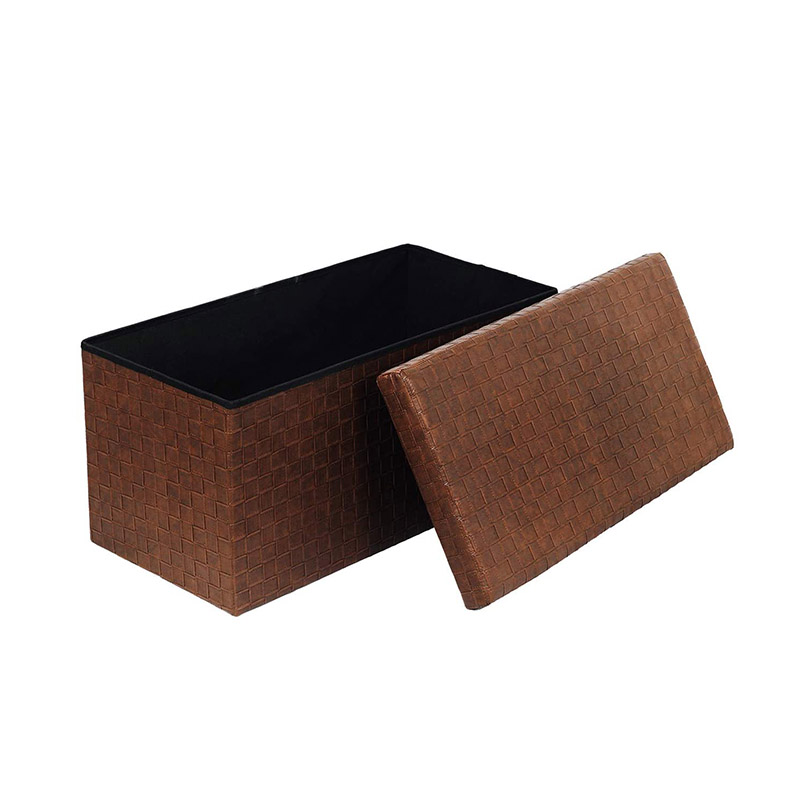 waterproof Foldable Faux Leather Pouffe Box Stool Small Leather Ottoman Stool Folding Storage Ottoman