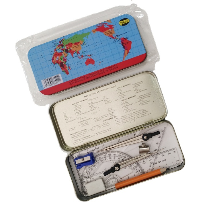 School Stationery 9 pcs Math Geometric Tools Mathematical Set