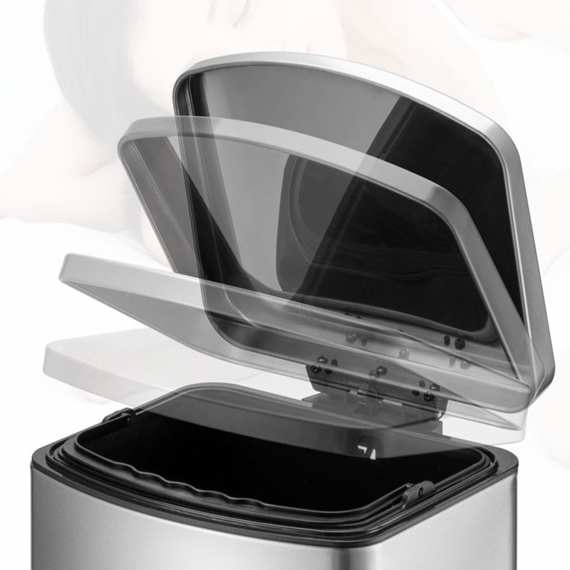 Leasylife 12L Home Hotel Double-layer Square Pedal Stainless Steel Kitchen Trash Can