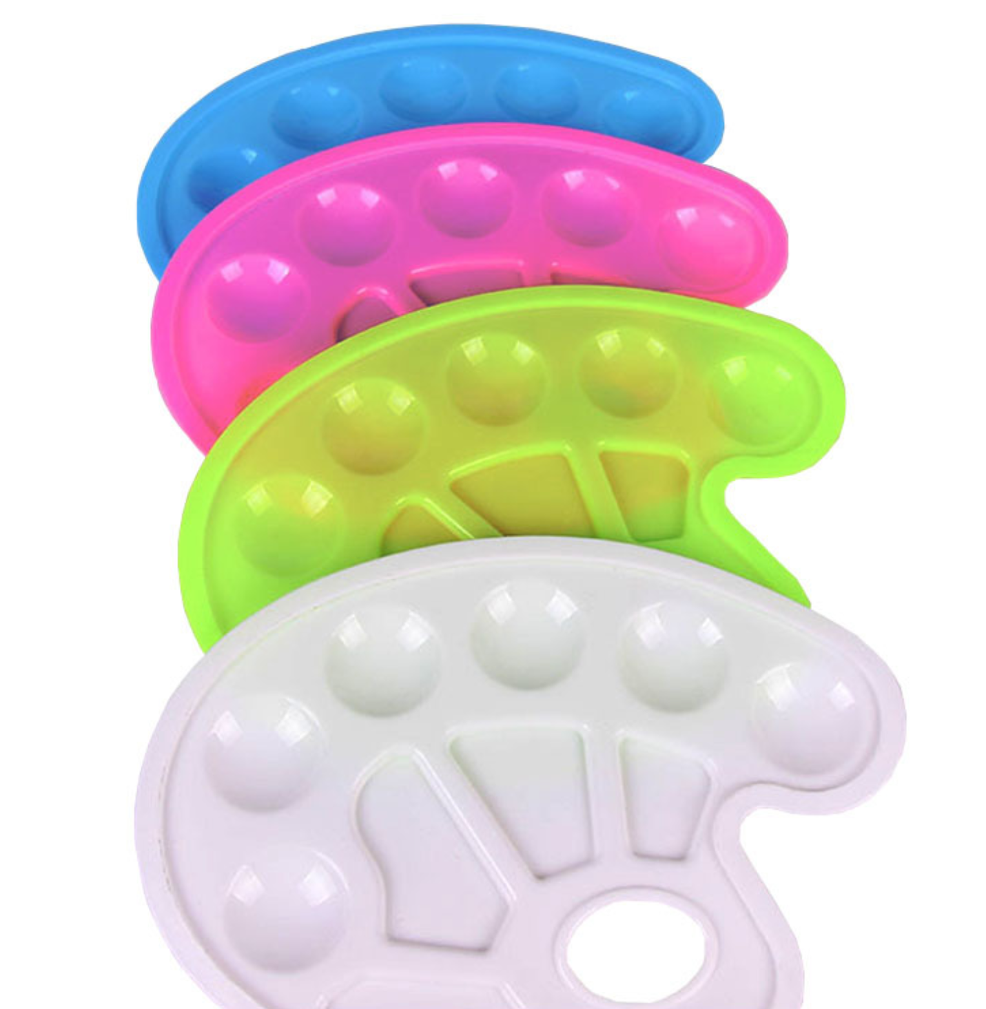 Acrylic And Watercolor Paint Plastic Palette 10 Well Oval Paint Palette Thumb Hole Plastic Painting Palette