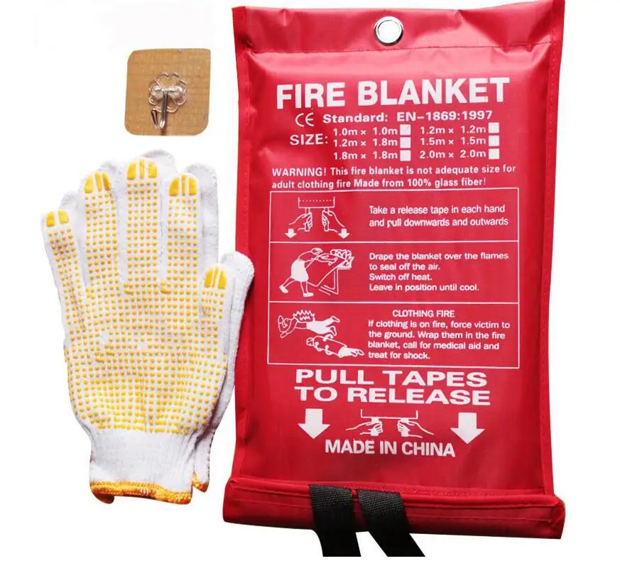 2 Pack Fire Blanket Fiberglass for Home, Kitchen, Office, Warehouse, 47''x47'' Fire Retardant Blanket with Gloves