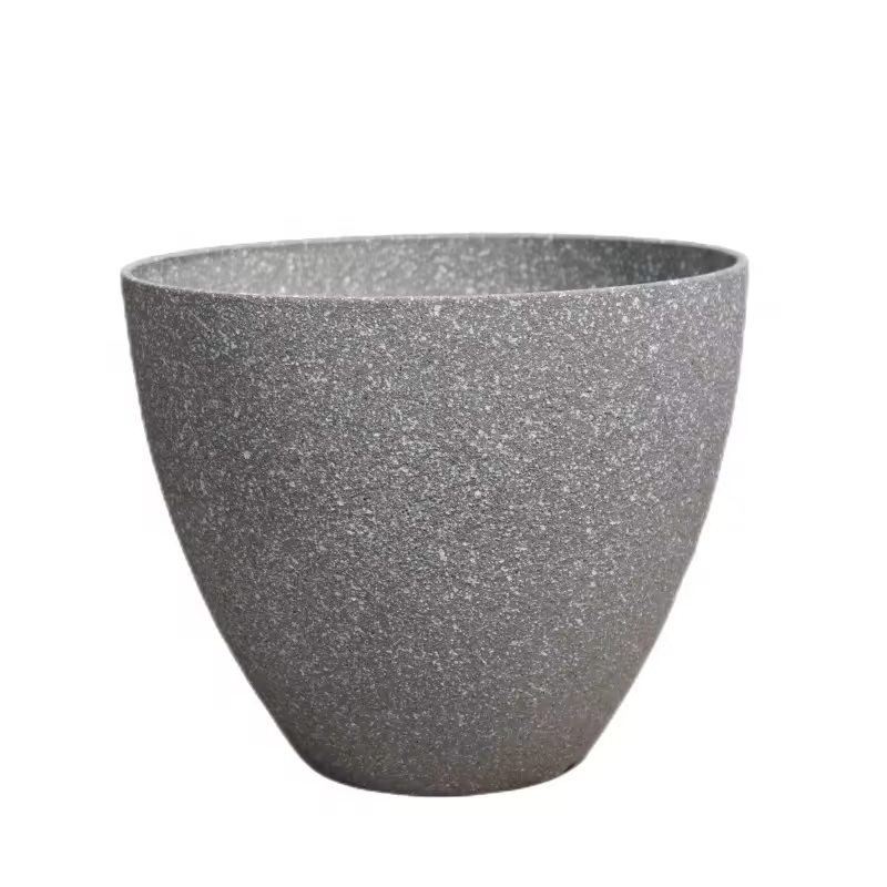 Hot Selling Large Outdoor Plastic Vase Powder Coated Stone Imitated Garden and Home Flower Pot Set