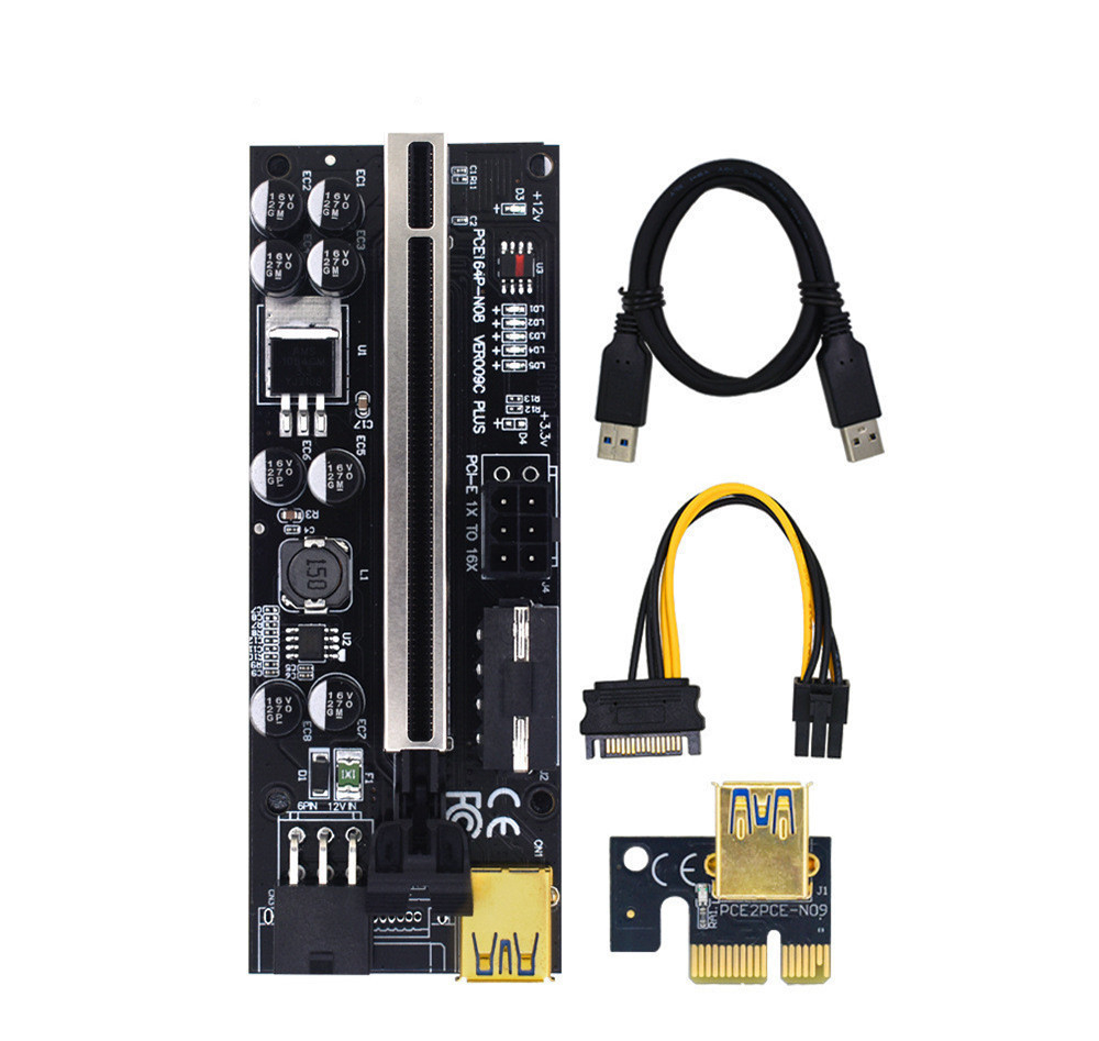 VER009C plus 3 шт. индикаторная лампа 8 емкостный переходник PCIE 1x to16x USB 3,0 карта расширения