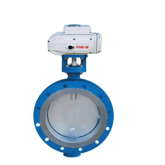 24VDC Electric Actuated Ductile Iron QT450 DN100 PTFE Seal Flange Butterfly Valve