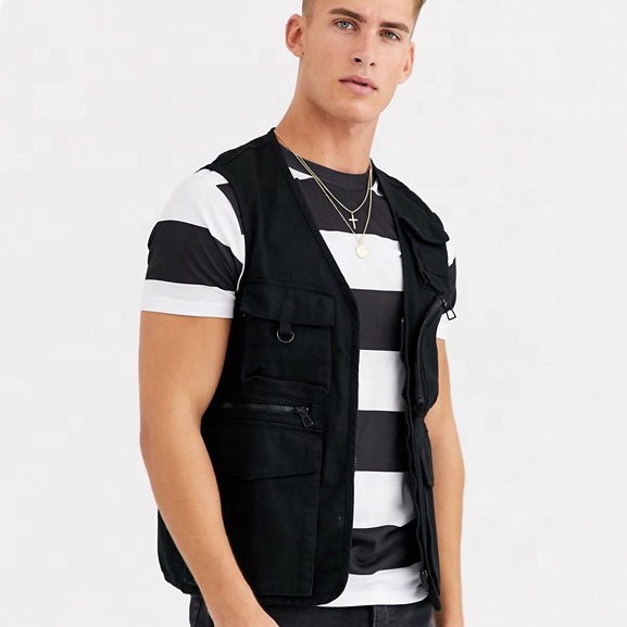 OEM high quality new arrival mens utility vest in black wholesale