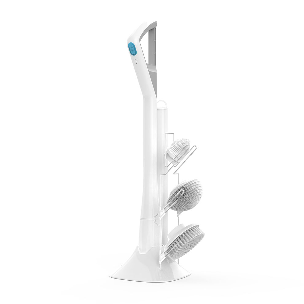KC Certified Multi-funcion Adjustable 2 speed 4 angles 4 brushes 3 sectional with storage base and rack electric spin scrubber