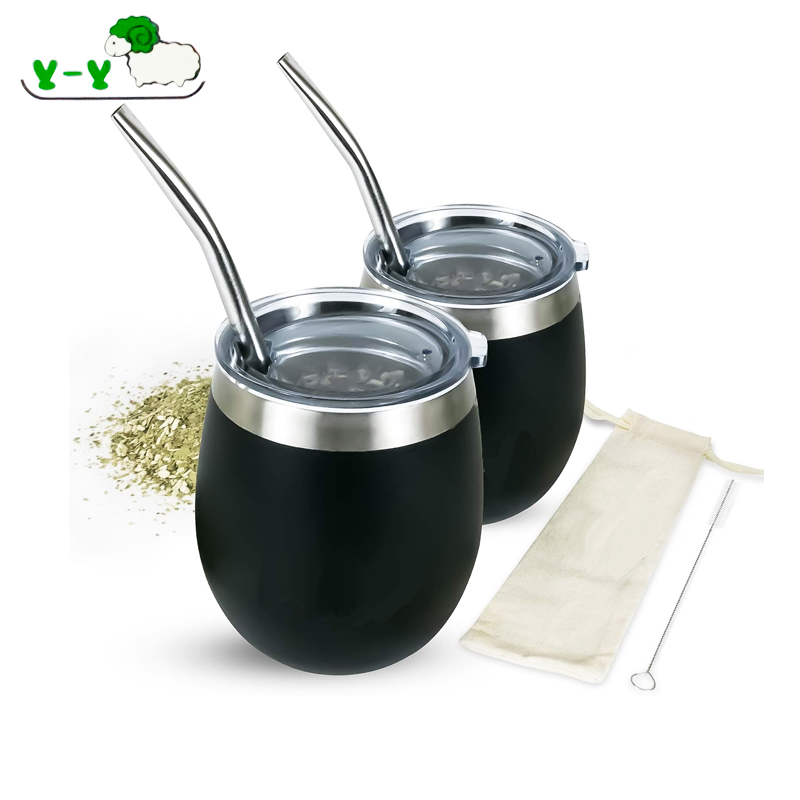 Wholesale 8oz Argentine Yerba Mate 18/8 Stainless Steel Double Wall Gourd Yerba Mate Cup With Straw