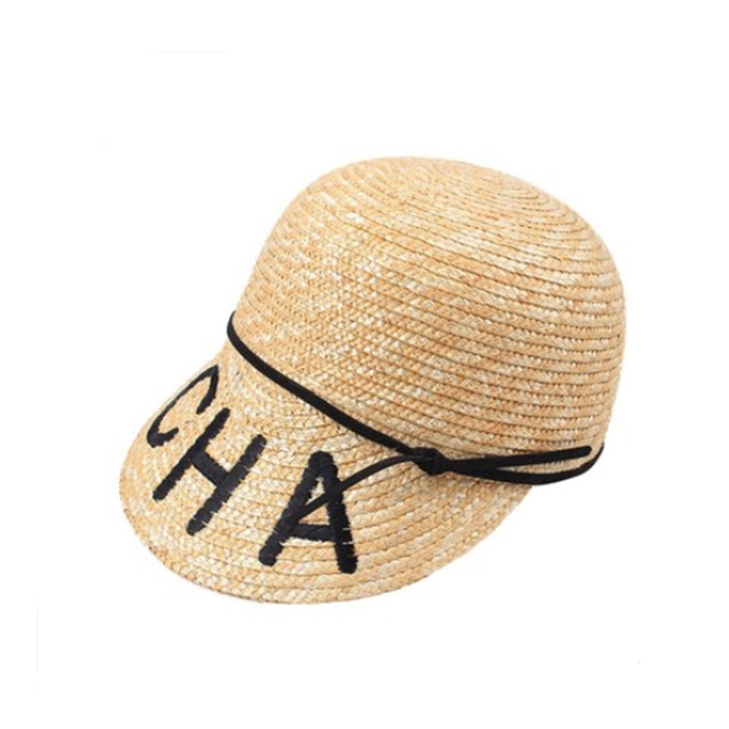 New Straw Baseball Cap Embroidered Letters Equestrian Cap Fashion Trend Visor Sunshade Beach Straw Hat