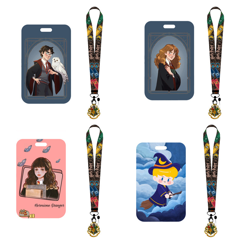 Cute cartoon character HP harry potter anime lanyard keychain with name badge card holder