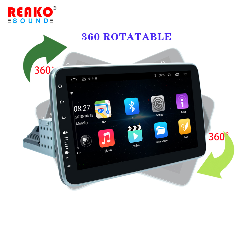 Reako 360 Rotating Touch Screen 1Din 10 9 Inch Car Stereo Car Multimedia Player Stereo GPS Wifi Radio Android