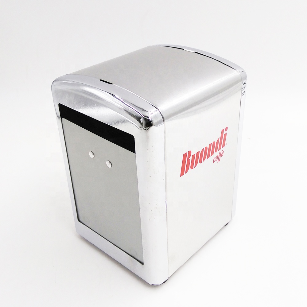 BOUNDI Promotional Advertising Gold and Silver Color Metal Tinplate Steel Napkin Holder