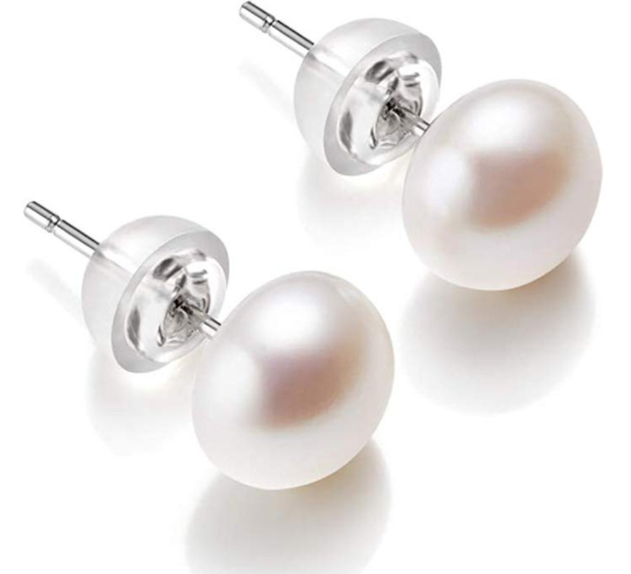 High Luster White 6-11mm 100% Cultured Freshwater Pearl Stud Earrings for Women,Sterling Silver Women Earrings