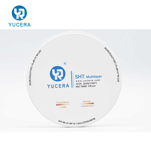 YUCERA Стоматологические продукты, многослойные стоматологические циркониевые блоки для стоматологического Cad Cam фрезерного станка