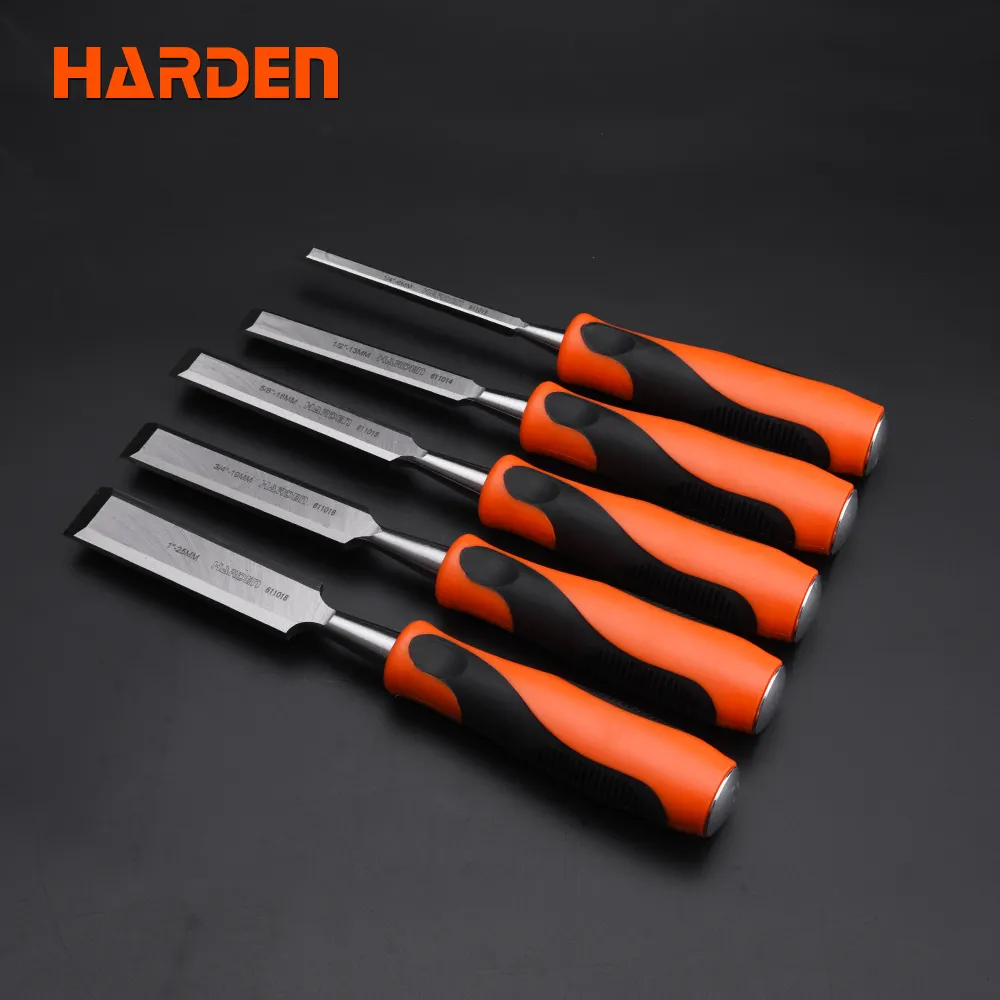 Custom Professional High Quality Handle Tool CR-V Carpenter Double Color Wood Carving Chisel Set