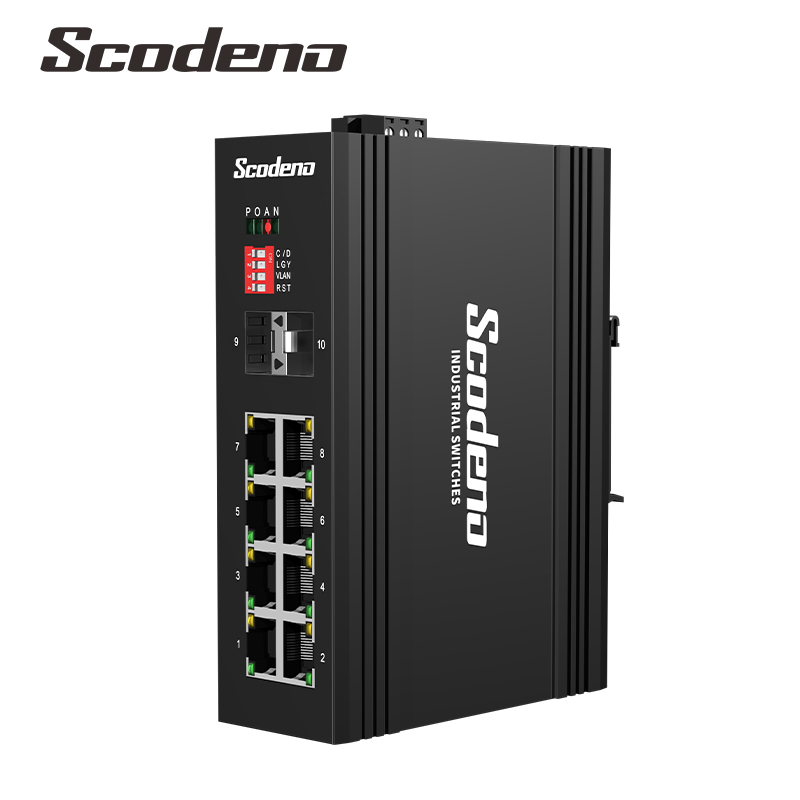 Scodeno 10 портов 2 * 1000Base-X 8*10/100/1000Base-T POE 802.3af at, управляемый Промышленный Коммутатор Ethernet для камеры безопасности