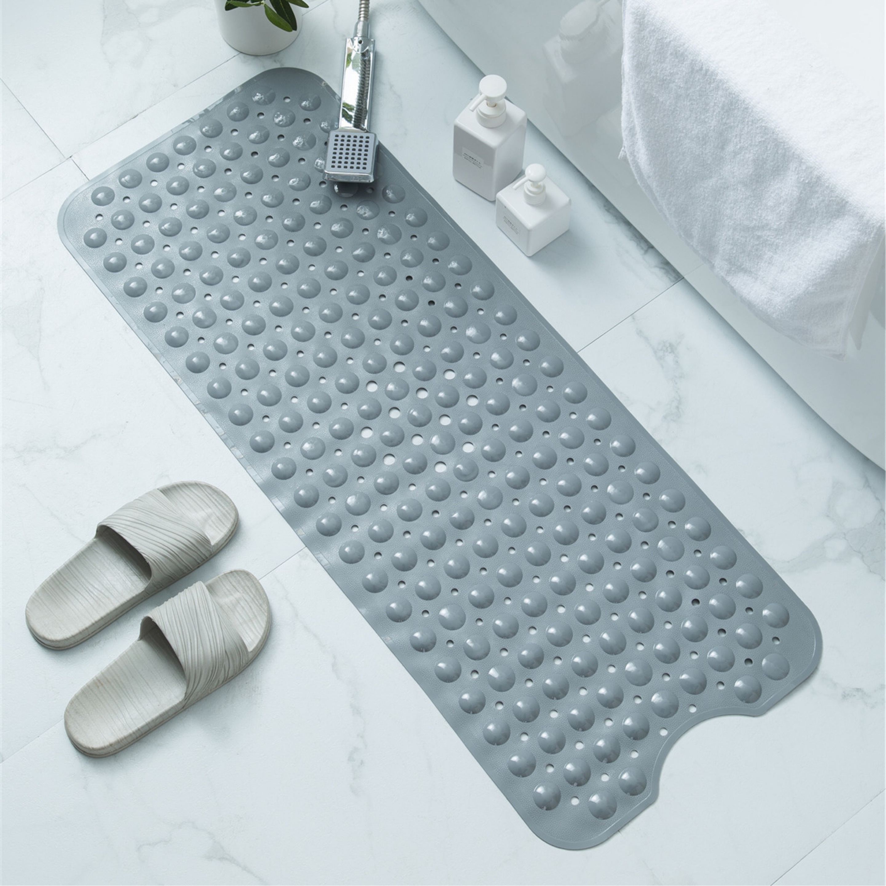 Custom PVC Massage Bubble Drainage Holes and Strong Suction Cups Non Slip Bathroom Shower Bath Tub Floor Large Mat