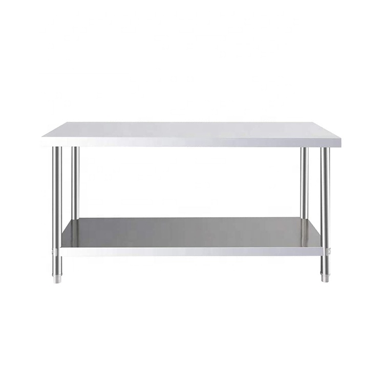 Mesa de trabajo comercial de acero inoxidible, 1,8 м de longitud, venta al por mayor