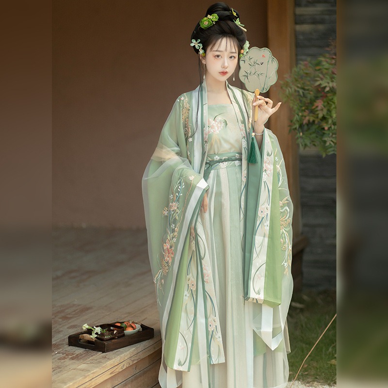 Dynasty Song Hanfu 5pcs Set Pleated Skirt With Large Sleeves Traditional Chinese Clothing Gradual Embroidered Chinese Dress