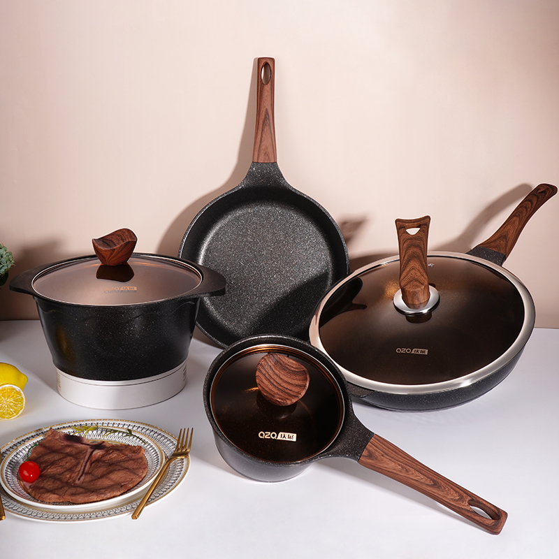 7 Pcs Stainless Steel Non Stick Luxury Kitchenware Frying Pan Pot Camping Cook lovers Custom Logo Frying Housewares Cookware Set