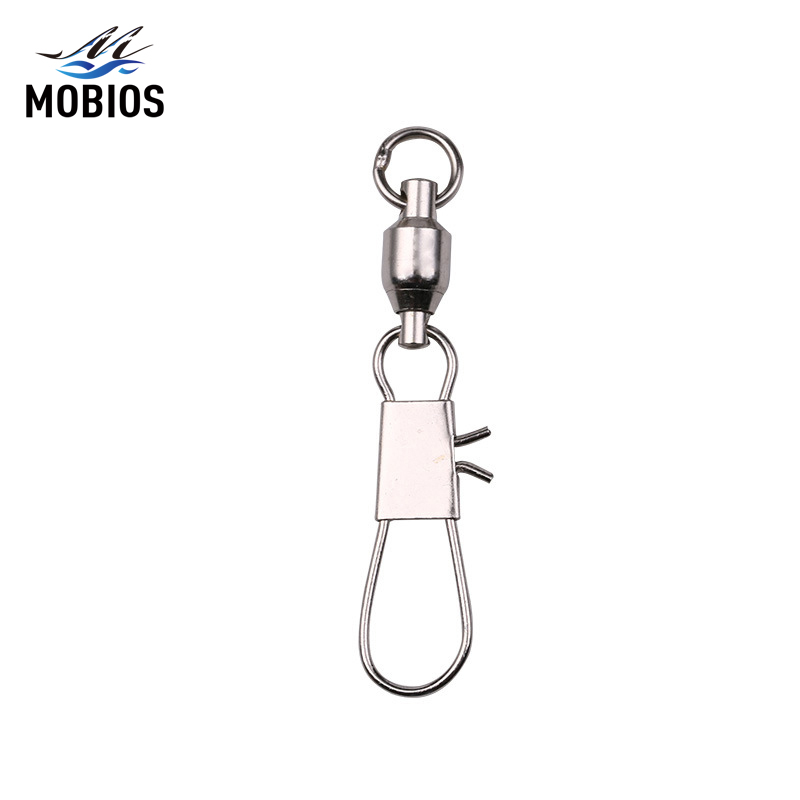 MOBIOS 0# - 8# Ball Bearing Swivel with Delfico Interlock Snap Fishing Swivel Snap Tackle Stainless Steel Accessories HP1104