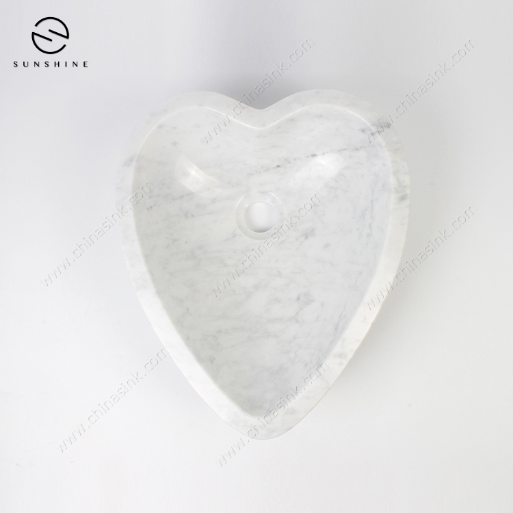 Новый дизайн "Bianco Carrara" из белого мрамора Art камень бассейна в форме сердца камень раковина