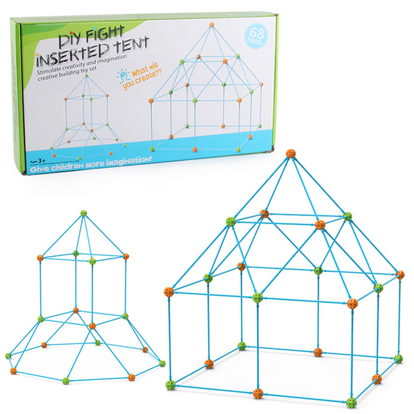 68pcs Children's Fortress Building Kit Children's Science And Education Hands On Brain Plug In Toys Diy Beads Tent Toys