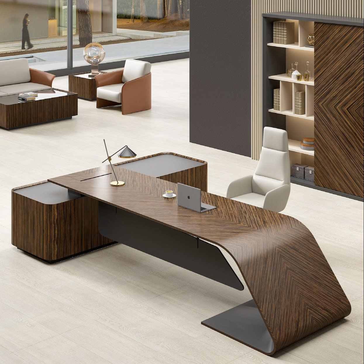 Office Building Company Luxury Design Modern Wood Veneer Painting CEO Boss Office Furniture Desk Table