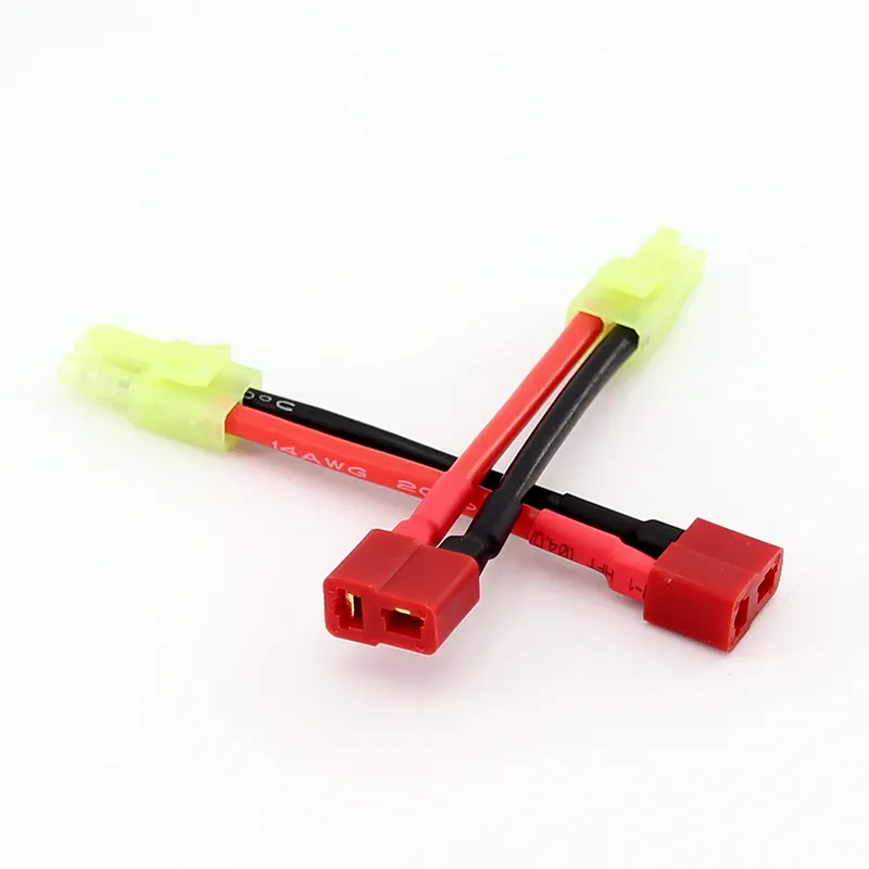 Mini Tamiya Connector to Deans T Plug Adapter Cable 14AWG 100mm Silicone Wire For RC Lipo Battery