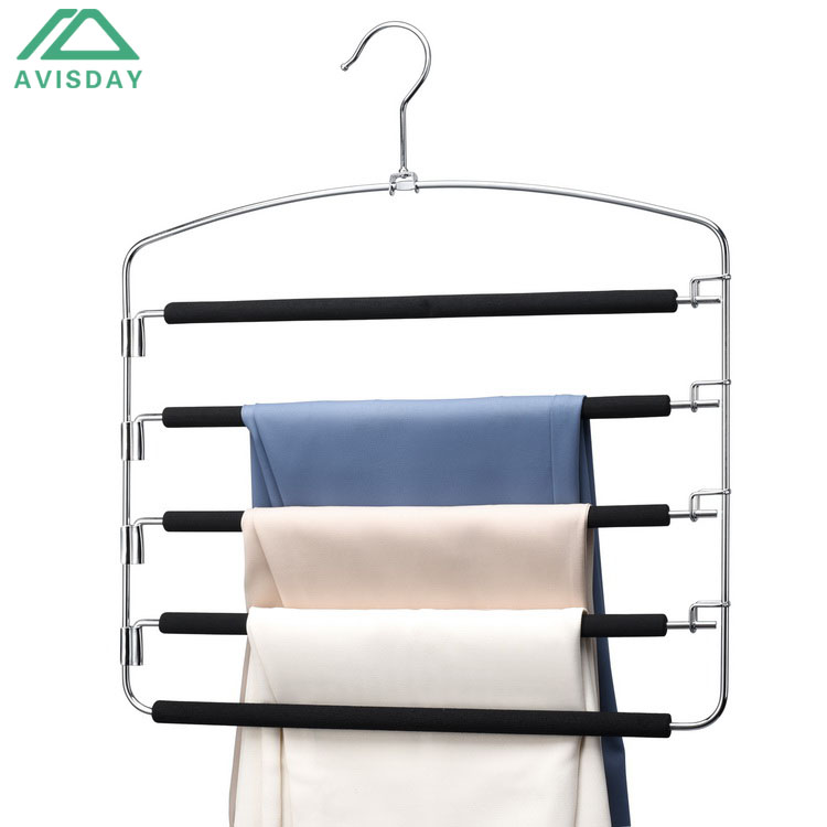 Avisday 5 layers Metal Slack Trousers Hanger Foam Padded Multi-Functional Closet Organizer