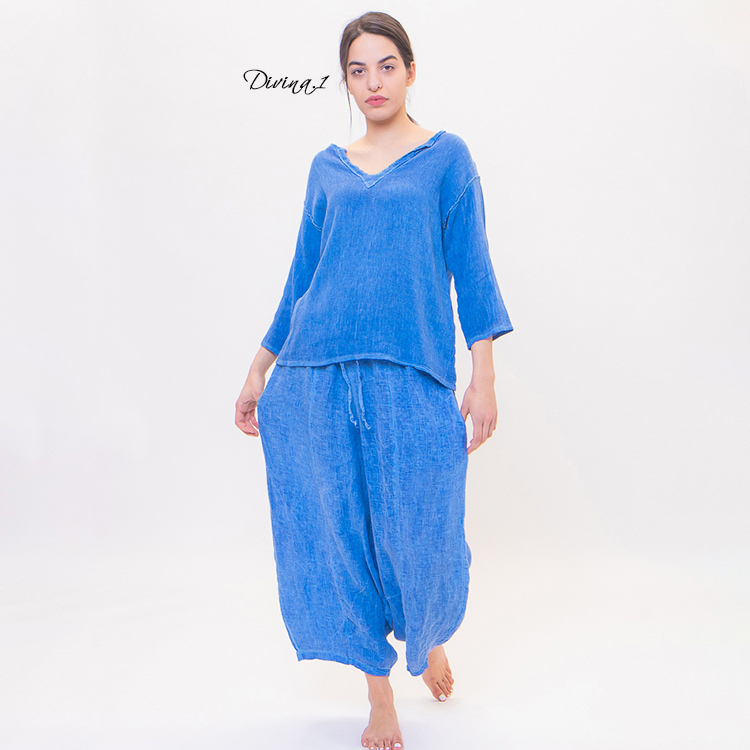 Italian design new launch loose women's wide leg pants lace up yoga pants comfortable big leg casual pants
