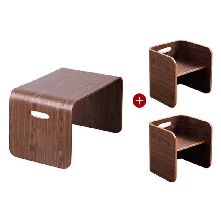 Натуральный Bentwood многоцелевой дети деревянный стул набор (3 предмета) стол