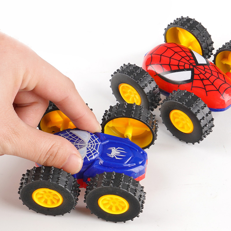 Inertia spider double side tipper, fall resistant 360 degree stunt toy car plastic toy truck Friction Toy Vehicles
