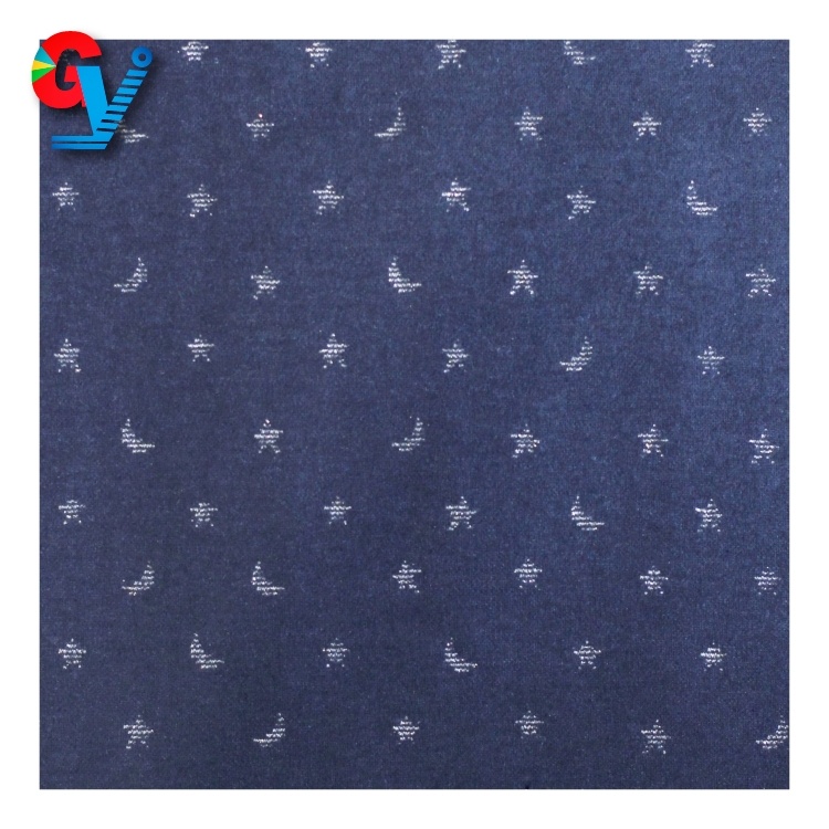 Moon And Star Printing Jacquard Organic Merino Wool Fabric Cashmere Wool Fabric Knit Lanas