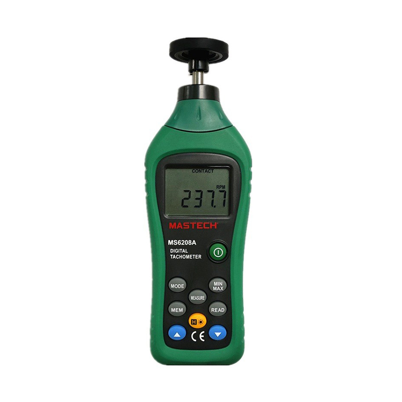 MASTECH MS6208A ЖК-дисплей контактного типа цифровой тахометр об/мин измеритель скорости вращения 50-19999 ОБ/мин хранение данных
