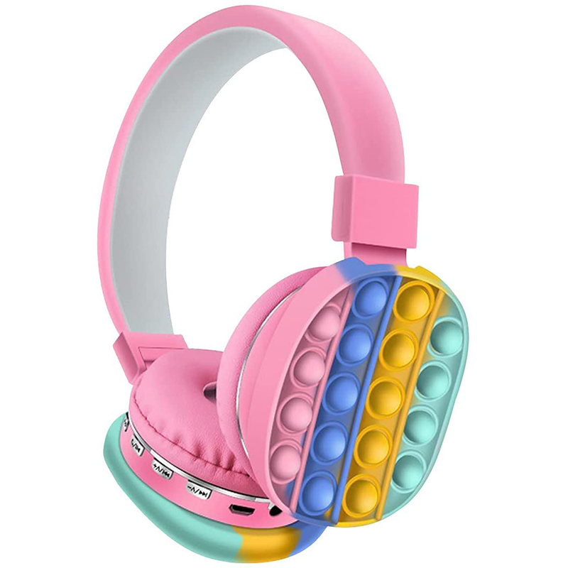 FT62 High Quality Fashion Earphones Decompression Creative Silicone Headset Toy Simple Cute Fidget Toys Rainbow Stereo Headset
