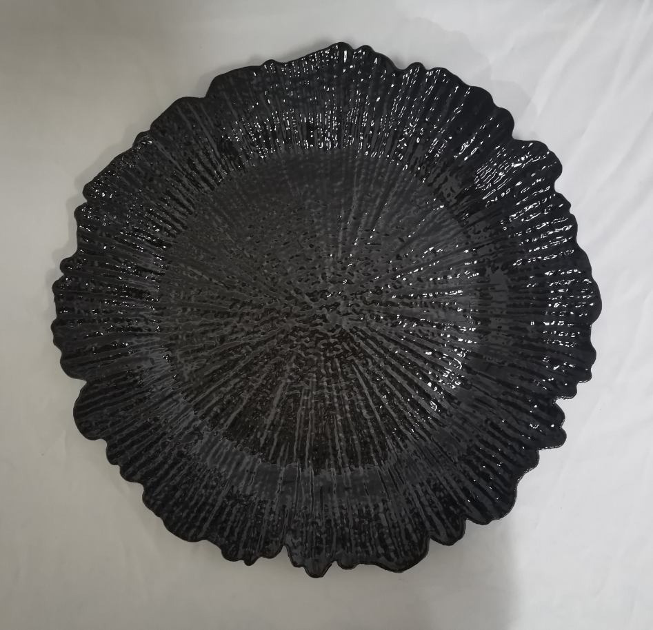 13inch wedding decorative black plastic reef charger plates
