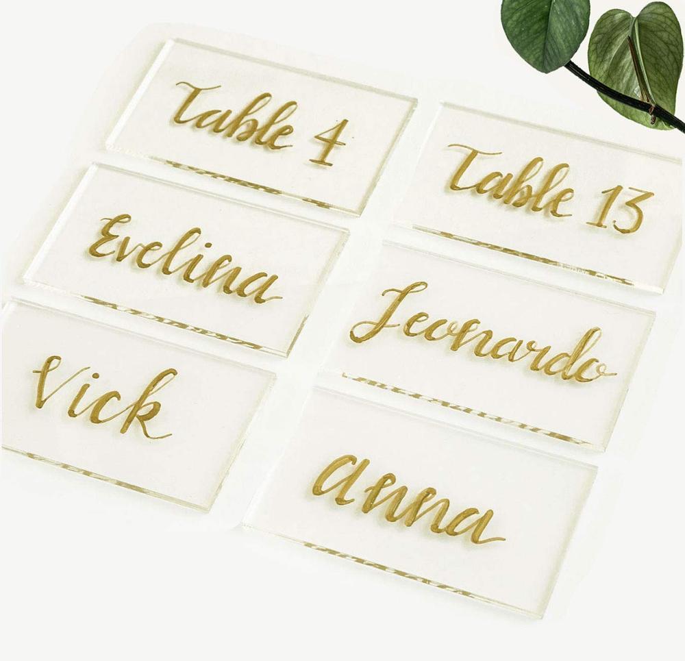 MINGSHI Clear Smooth Edges Rectangle Shape Blanks Acrylic Place Cards