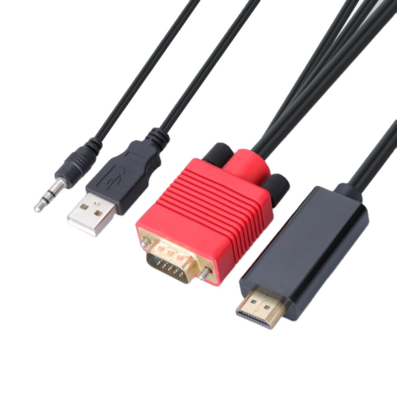 Адаптер VGA-HDMI аудио-видео usb кабель папа-папа конвертер с USB кабелем аудио кабель для компьютера ПК DVD HDTV