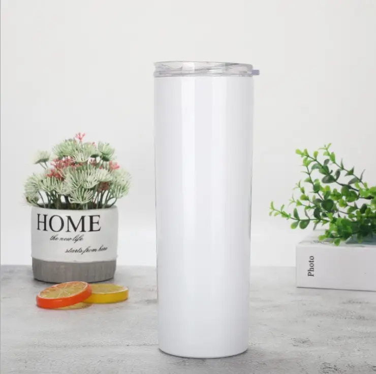 Skinny Tumblers With Straw Amazon Hot Sale In Stock 30oz/20oz Sublimation Blank White Straight Skinny Tumbler With Straw